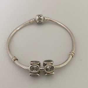 2 Retired Pandora Oval Lights Charm - Clear